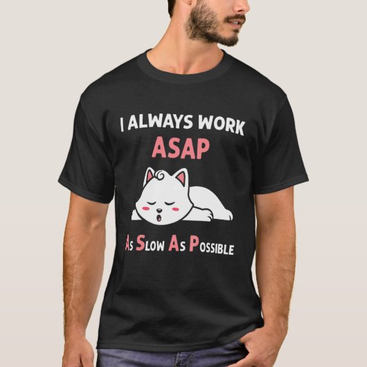 Asap Zo Traag Mogelijk Kat Pyjama T-shirt (Voorkant)