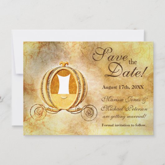 Asbekerkaart Assepoester Koets Save the Date Kaart (Voorkant)