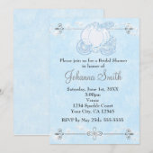 Asbella Koets Bruidsfeest Blauwe Uitnodiging (Voorkant / Achterkant)