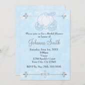 Asberella Koets Bruidsdouche Blauwe Uitnodiging (Voorkant / Achterkant)