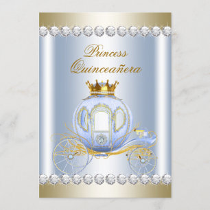 Asblauwe Prinses Cinderella Quinceanera Kaart