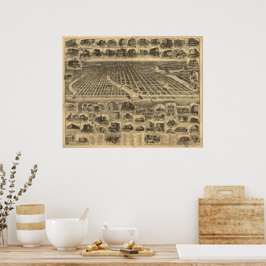 Asbury Park New Jersey 1897 Antiek Panorama Poster (Keuken)