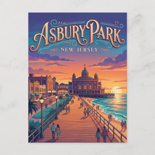 Asbury Park New Jersey Briefkaart (Voorkant)