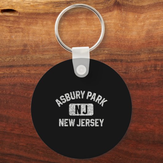 Asbury Park New Jersey Gym Style Distressed White  Sleutelhanger (Voorkant)