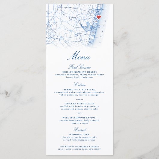 Asbury Park New Jersey Kaart Bruiloft (Voorkant)