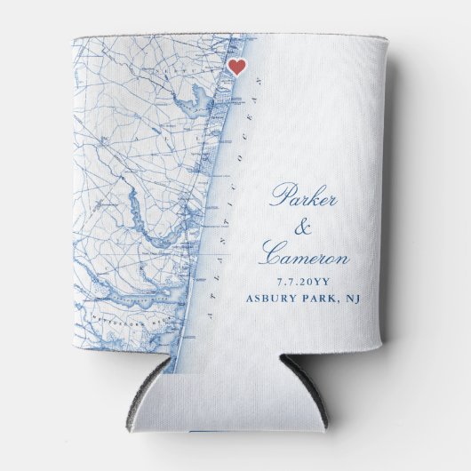 Asbury Park New Jersey Kaart Bruiloft Favor Drink Blikjeskoeler (Voorkant)