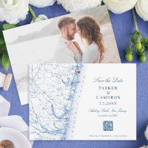 Asbury Park New Jersey Kaart Elegant Navy QR