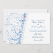 Asbury Park New Jersey Kaart Elegant Navy Wedding (Voorkant)