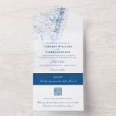 Asbury Park New Jersey Kaart Elegant Navy Wedding (Binnen)