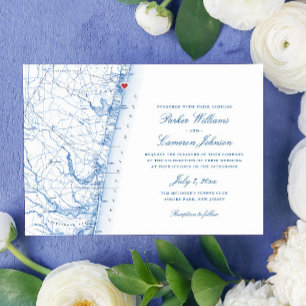 Asbury Park New Jersey Kaart Elegant Navy Wedding