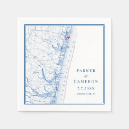 Asbury Park New Jersey Kaart Elegante bruiloft Servet