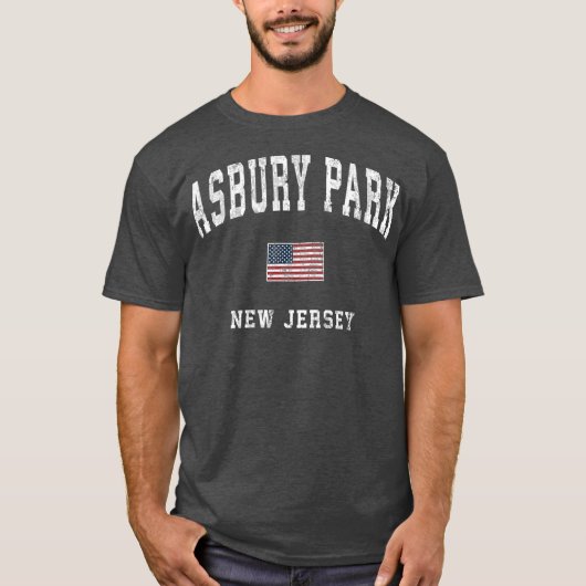 Asbury Park New Jersey NJ  Amerikaanse vlag T-shirt (Voorkant)