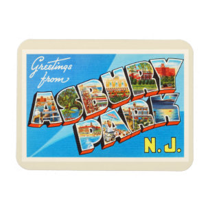 Asbury Park New Jersey NJ Vintage Travel Briefkaar Magneet