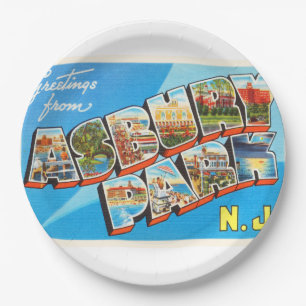 Asbury Park New Jersey NJ Vintage Travel Briefkaar Papieren Bordje