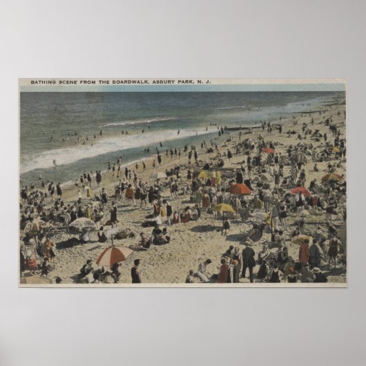 Asbury Park, NJ - Bathing Scene van Boardwalk Poster (Voorkant)
