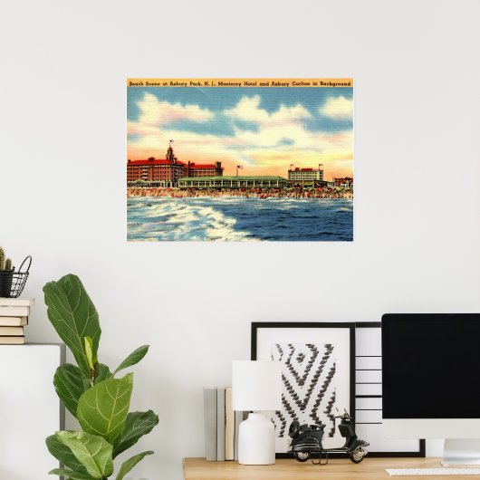 Asbury Park NJ, Beach Scene,  Poster (Thuiskantoor)