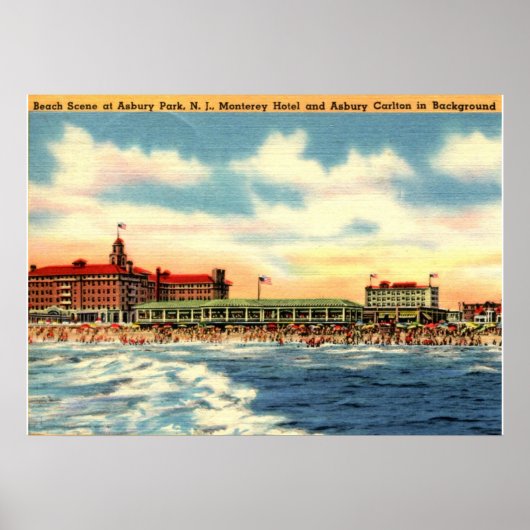 Asbury Park NJ, Beach Scene,  Poster (Voorkant)