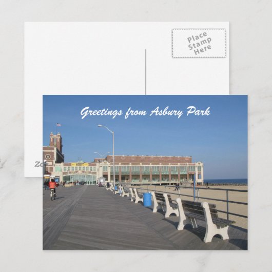 Asbury Park NJ Boardwalk Briefkaart (Voorkant / Achterkant)
