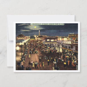 Asbury Park NJ Boardwalk 's Nachts in de jaren 40 Briefkaart