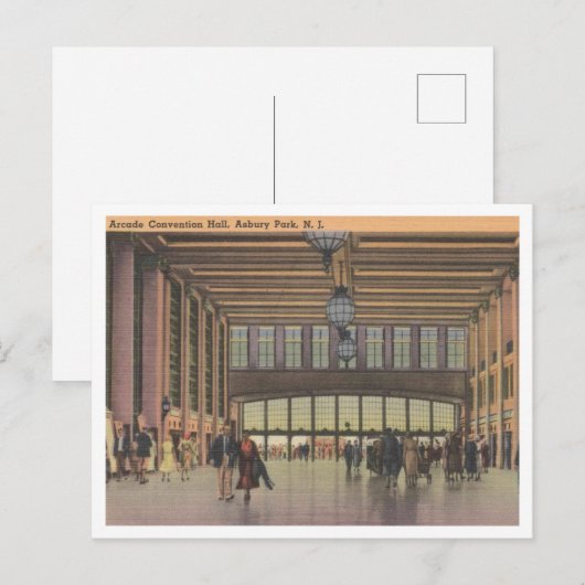 Asbury Park NJ, Convention Hall Arcade jaren 1940 Briefkaart (Voorkant / Achterkant)