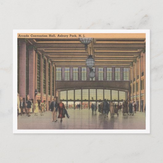 Asbury Park NJ, Convention Hall Arcade jaren 1940 Briefkaart (Voorkant)