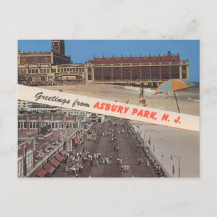 Asbury Park NJ, Groeten, Jersey Shore, Klassiek Briefkaart
