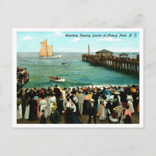 Asbury Park NJ Het bekijken van jachten 1906 Vinta Briefkaart
