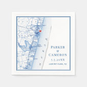 Asbury Park NJ Kaart Elegante Navy Blue Wedding Servet (Voorkant)