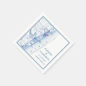 Asbury Park NJ Kaart Elegante Navy Blue Wedding Servet (Hoek)