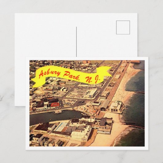 Asbury Park NJ Luchtvaart Uitzicht jaren 1970 Briefkaart (Voorkant / Achterkant)