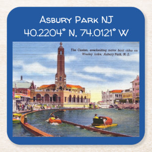 Asbury Park NJ Map Coördinaten  stijl Kartonnen Onderzetters