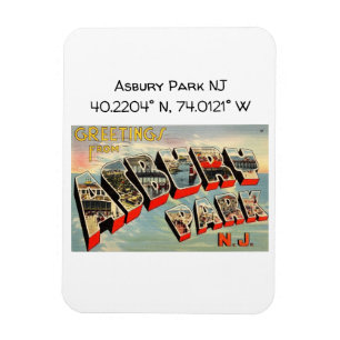 Asbury Park NJ Map Coördinaten stijl Magneet