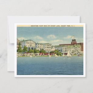 Asbury Park NJ, miniatuur jacht race  stijl Briefkaart