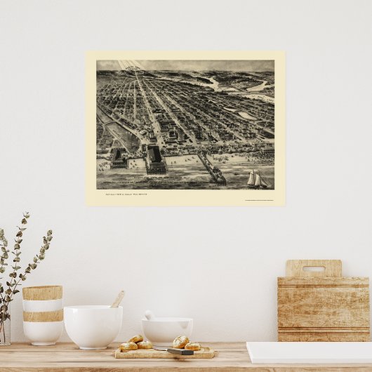 Asbury Park, NJ Panoramic Map - 1910 Poster (Keuken)