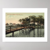 Asbury Park NJ Sunset Lake Bridge 1914 Geïnspireer Poster (Voorkant)