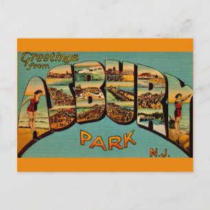 Asbury Park NJ Vintage Groeten Ansichtkaart Briefkaart
