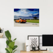 "Ascend" Nissan GT-R35 brandend door Poster (Thuiskantoor)