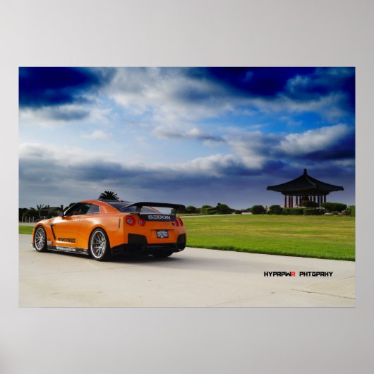 "Ascend" Nissan GT-R35 brandend door Poster (Voorkant)