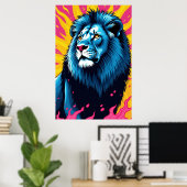 Ascendant King - Pop Kunstleeuw Poster (Thuiskantoor)