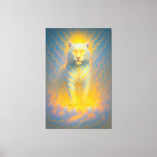 Ascended Sunlit White Tiger | ManJiangHong Fine Ar Canvas Afdruk (Voorkant)