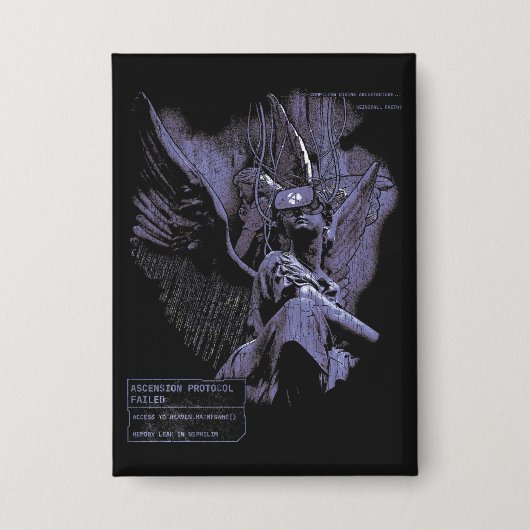 Ascension Denied - Techno-Gothic Streetwear Design Button (Voorkant)