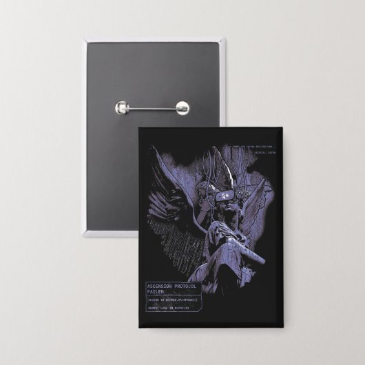Ascension Denied - Techno-Gothic Streetwear Design Button (Voorkant / Achterkant)