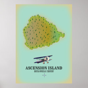 Ascension Island - kaart overzeese gebiedsdelen Poster