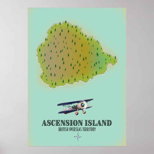 Ascension Island - kaart overzeese gebiedsdelen Poster (Voorkant)