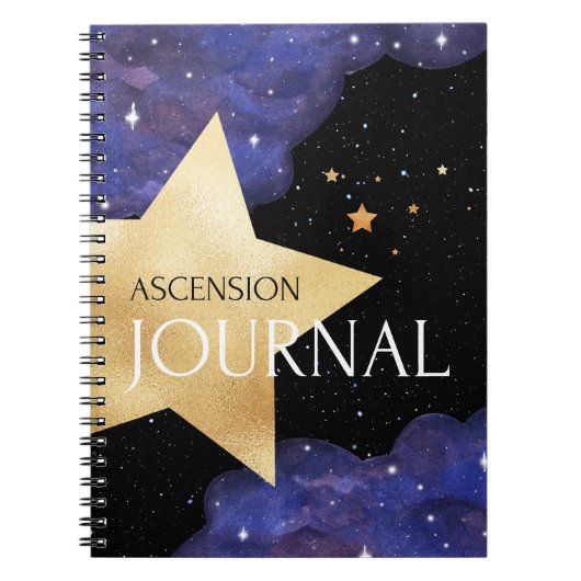 Ascension Journal – Paarse en gouden kosmische ste Notitieboek (Voorkant)