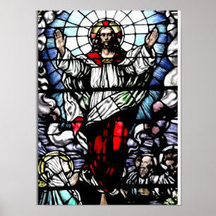 Ascension of Jesus-gekleurd glazen raam Poster