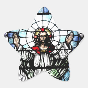Ascension of Jesus-gekleurd glazen raam Ster Sticker
