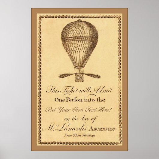 Ascension van de heer Lunardi ~ 1784 ~  Engels Poster (Voorkant)