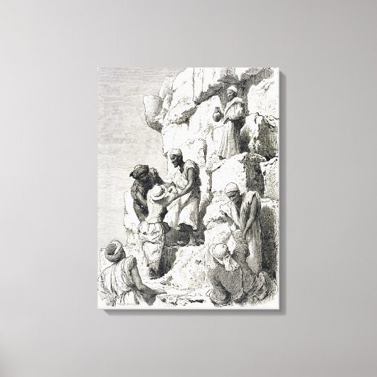 Ascent of the Great Pyramid, 19e eeuw Canvas Afdruk (Voorkant)