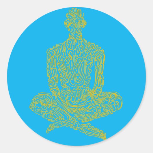 Ascetiek (baby met geel) ronde sticker (Voorkant)